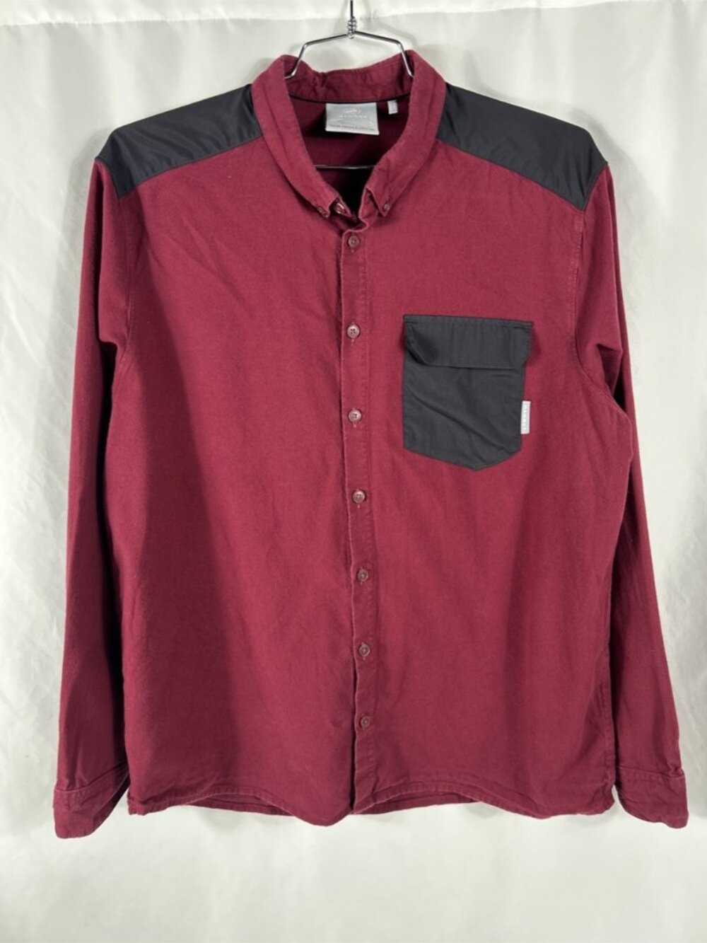 Mammut Flannel Shirt Men's XL Maroon Plaid Long Sleeve Outdoor Hiking